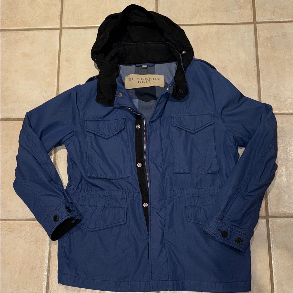 Burberry Brit Navy Field Jacket with Black Accents